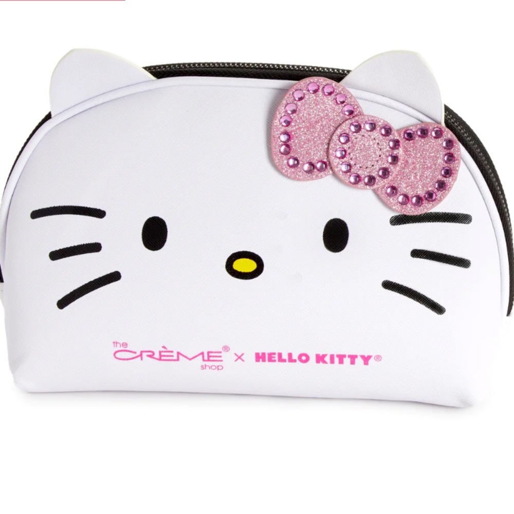 Hello Kitty x The Creme Shop Bling Bling pink bow makeup cosmetics bag new NWT